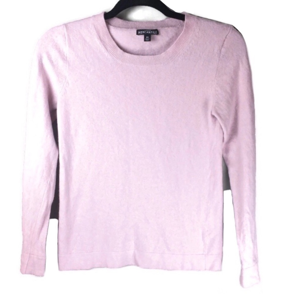 J Crew Mercantile Teddie Crew Neck Cotton Wool Pink Sweater Size XS